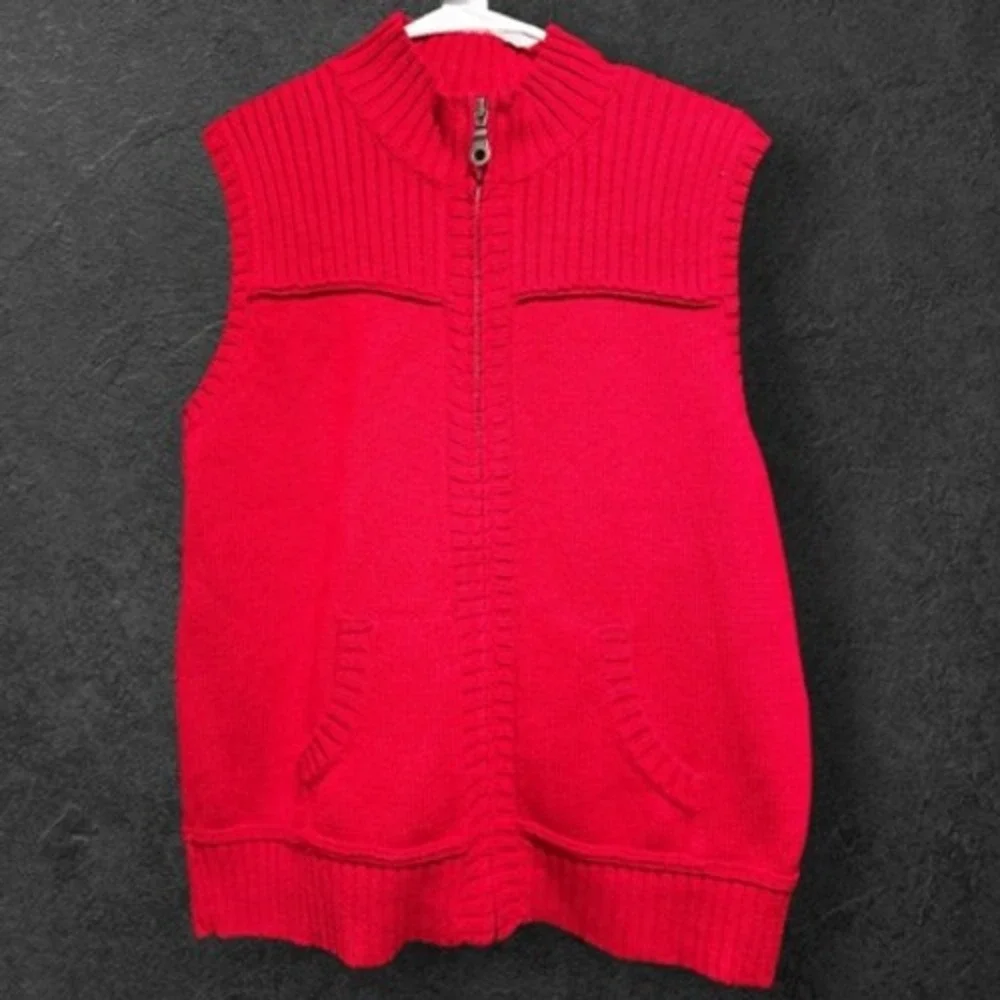 Vintage Chris Banks Womens Ramie Cotton Full Zip Knit Vest sz XL‎ Breathable